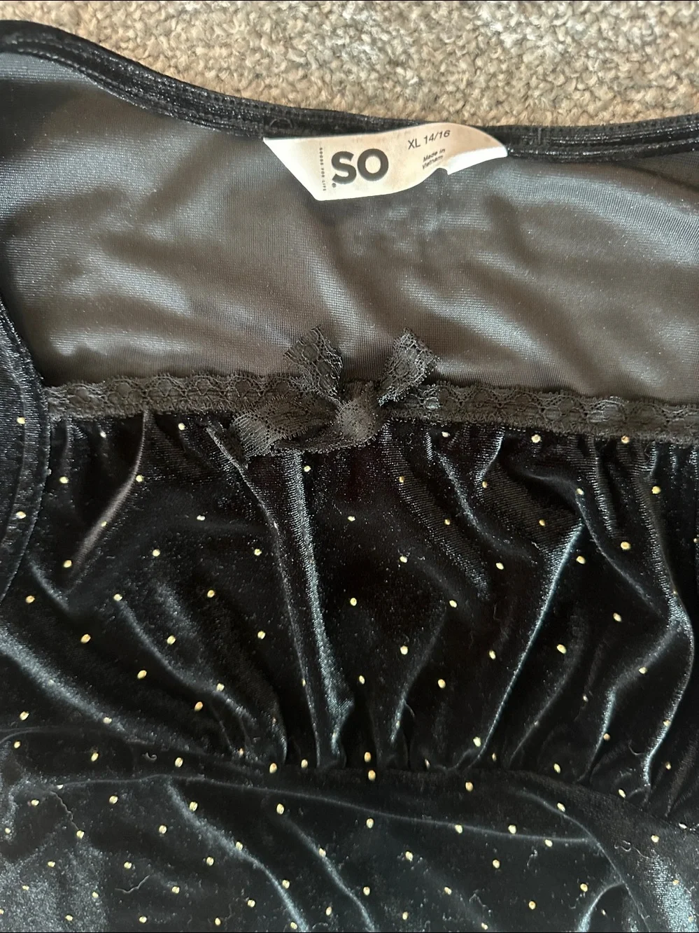 SO Black Velvet Long Sleeve Mini Dress with Sparkling Studs